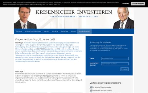 Mitgliederbereich - Krisensicher Investieren