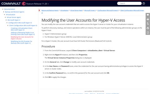 Modifying the User Accounts for Hyper-V Access