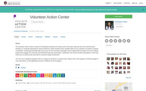 Volunteer Action Center - University of Arkansas - GivePulse