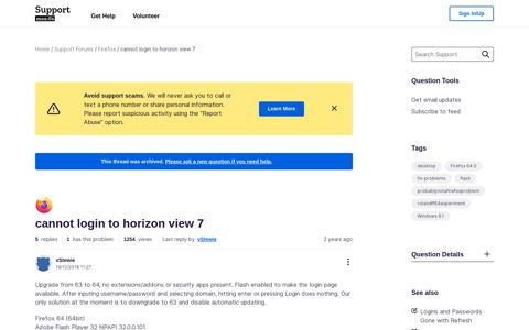 cannot login to horizon view 7 | Firefox Support Forum ...