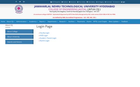 Login - JNTUH College of Engineering Nachupally ...