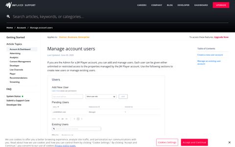 Manage account users | JW Player Support