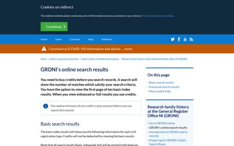 GRONI's online search results | nidirect