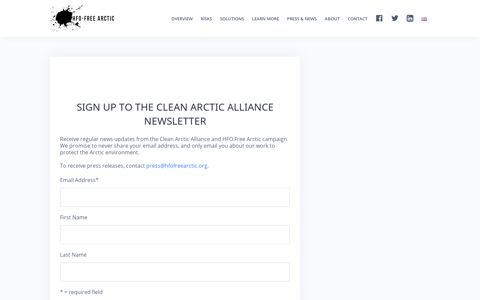 Sign up to Clean Arctic Alliance news - HFO-Free Arctic