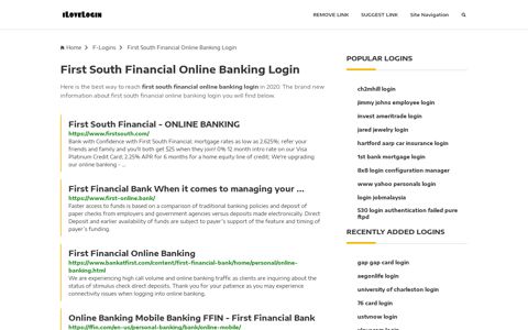 First South Financial Online Banking Login ❤️ One Click Access
