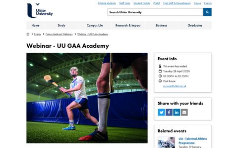 Webinar - UU GAA Academy - Ulster University