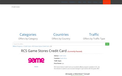 RCS Game Stores Credit Card Affiliate Program in South Africa ...