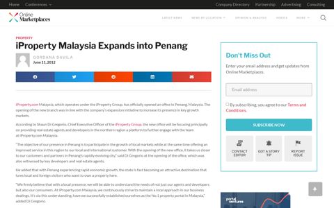 IProperty Malaysia Expands Into Penang - Property Portal Watch