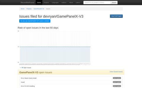 Open issues for GamePanelX-V3 - Record Not Found