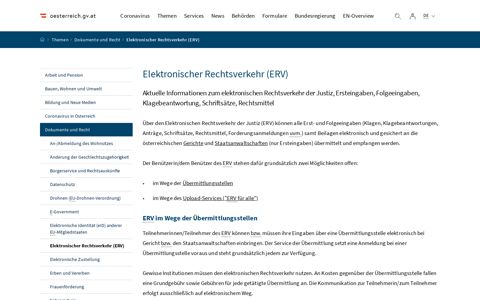 Elektronischer Rechtsverkehr (ERV) - Oesterreich GV