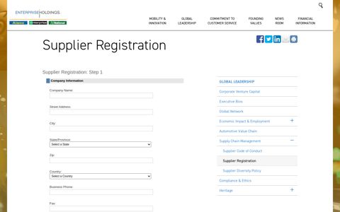 Supplier Registration - Enterprise Holdings