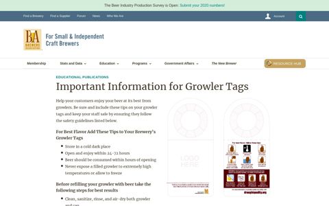 Important Information for Growler Tags | Brewers Association