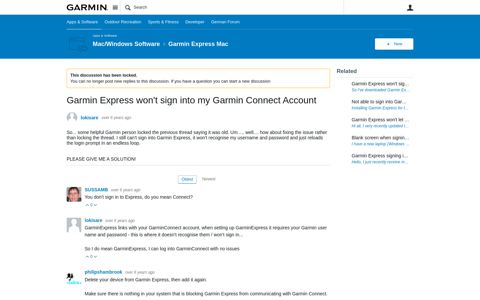 Garmin Express won't sign into my Garmin Connect Account ...