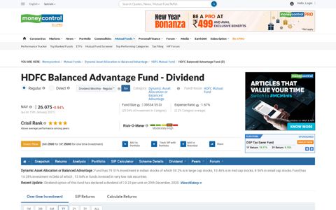 HDFC Balanced Advantage Fund - Dividend [25.136] | HDFC ...