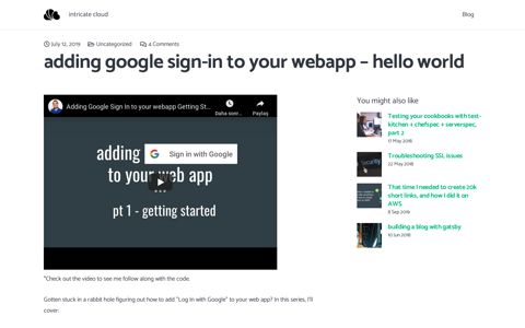 adding google sign-in to your webapp - hello world - intricate ...
