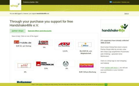 Through your purchase you support for free Handshake4life eV