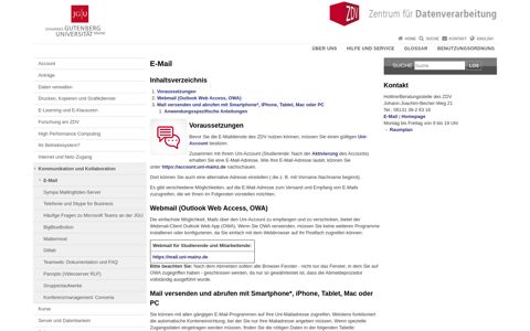 E-Mail | Zentrum für Datenverarbeitung - ZDV Uni Mainz