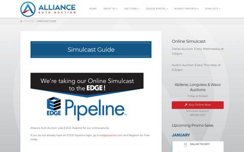 Simulcast Guide - Alliance Auto Auction - Velocicast Simulcast