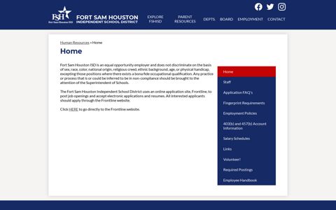Human Resources / Employment - Fort Sam Houston ISD
