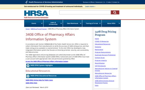 340B Office of Pharmacy Affairs Information System - HRSA