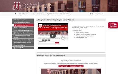 Your Library Account - Online Learning Guide - HNU Library ...