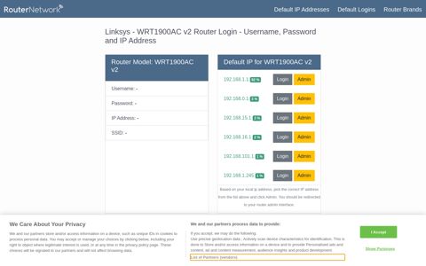 Linksys - WRT1900AC v2 Default Login and Password