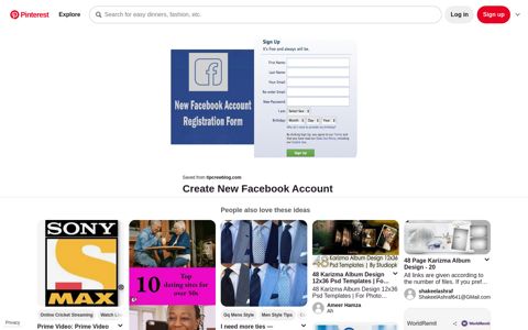 Create New Facebook Account - Pinterest