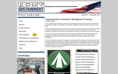 Army Sustainment: Improvements in Container Management ...