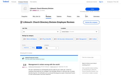 Working at Lifetouch: Church Directory Division: Employee ...