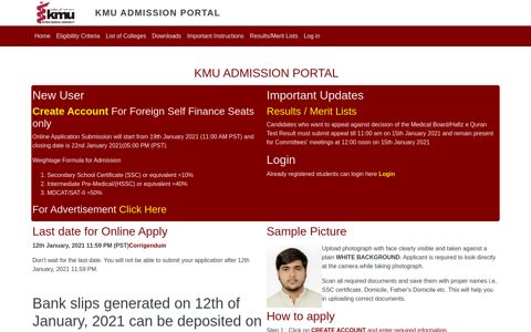 KMU Admission Portal: KMU Entrance Test Registration and ...