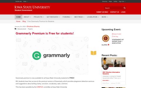 Free Grammarly Premium for Students • Student Government ...