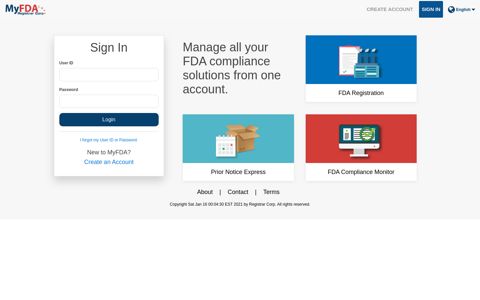 Sign In - MyFDA | Registrar Corp