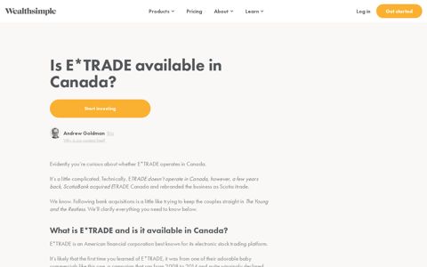 Is E*TRADE available in Canada? | Wealthsimple