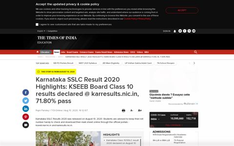 Karnataka SSLC Result 2020 Highlights: KSEEB Board Class ...