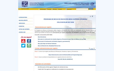 Portal del Becario, DGOAE-UNAM - Becarios UNAM