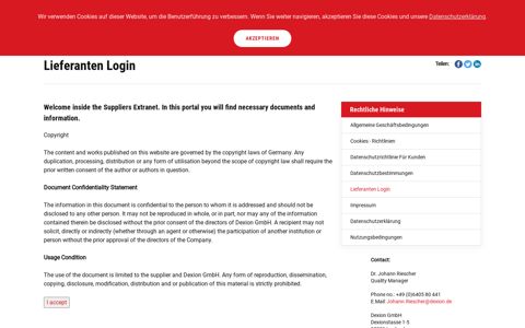 Lieferanten Login - Dexion GmbH