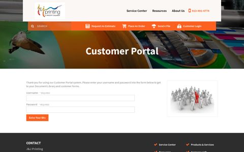 J & J Printing : Customer Portal : Customer Login - J&J Printing