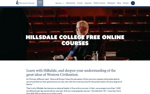 Hillsdale College Free Online Courses - Hillsdale College