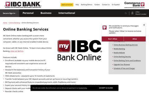 Online Banking Services | Personal, Business and ... - IBC Bank