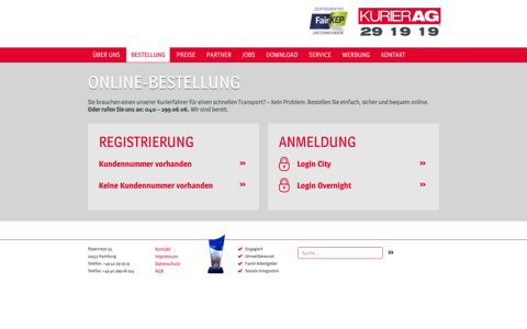 Online-Bestellung – KURIER AG 29 19 19 Hamburg