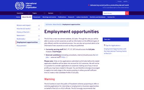 Employment opportunities - ILO