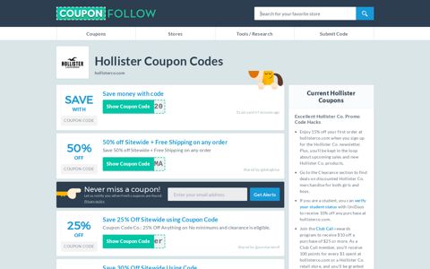 60% off Hollister Coupons, Promo Codes | December 2020