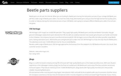 Beetle parts for classic VW Beetle - Beetle Community