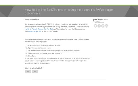How to log into NetClassroom using the teacher's FAWeb ...
