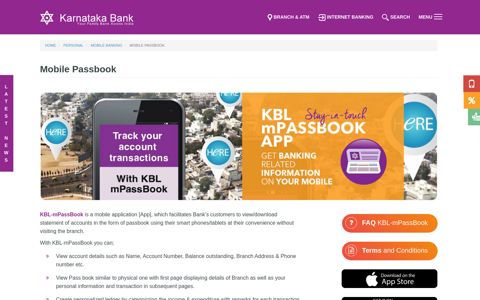 Mobile Passbook | Karnataka Bank