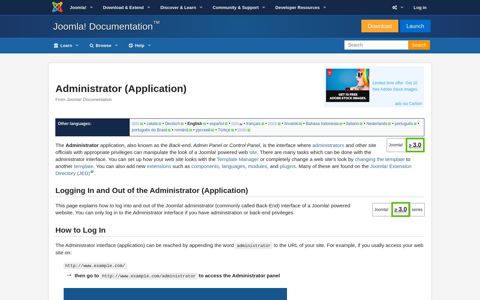 Administrator (Application) - Joomla! Documentation