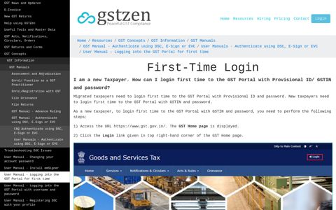 User Manual - Logging into the GST Portal for first time - GSTZen
