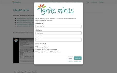 Educator Portal - Ignite Minds Family Day Care