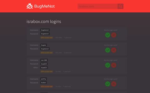 israbox.com passwords - BugMeNot