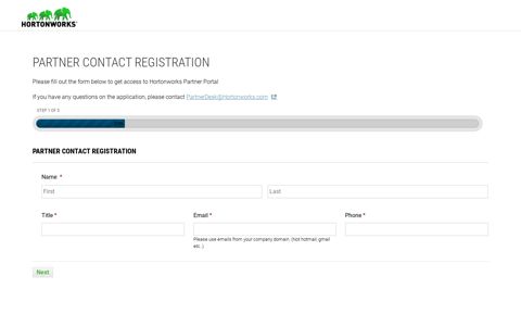 Partner Contact Registration - Hortonworks Support Portal